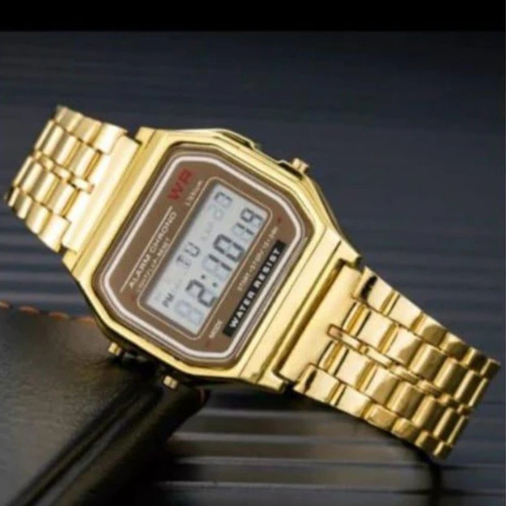 Relógio Retrô Vintage Digital Masculino – Metal Prata | Estilo Anos 80