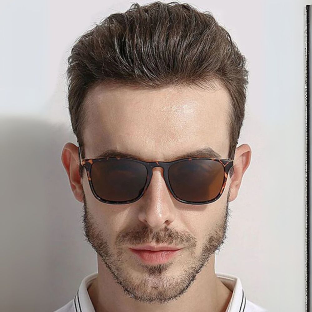 Óculos de Sol Masculino Retangular com Proteção UV400