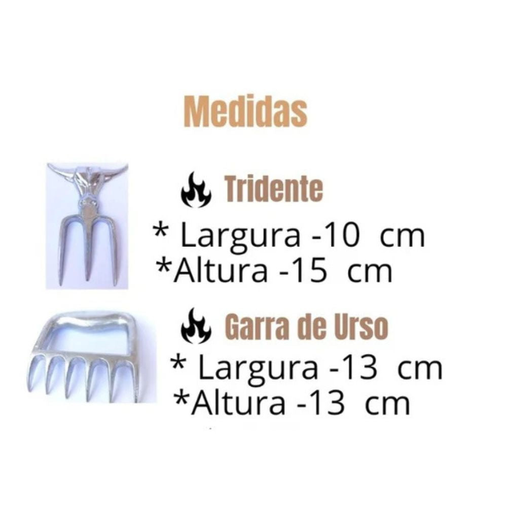 KIT Garra e Tridente para Churrasco Rústico