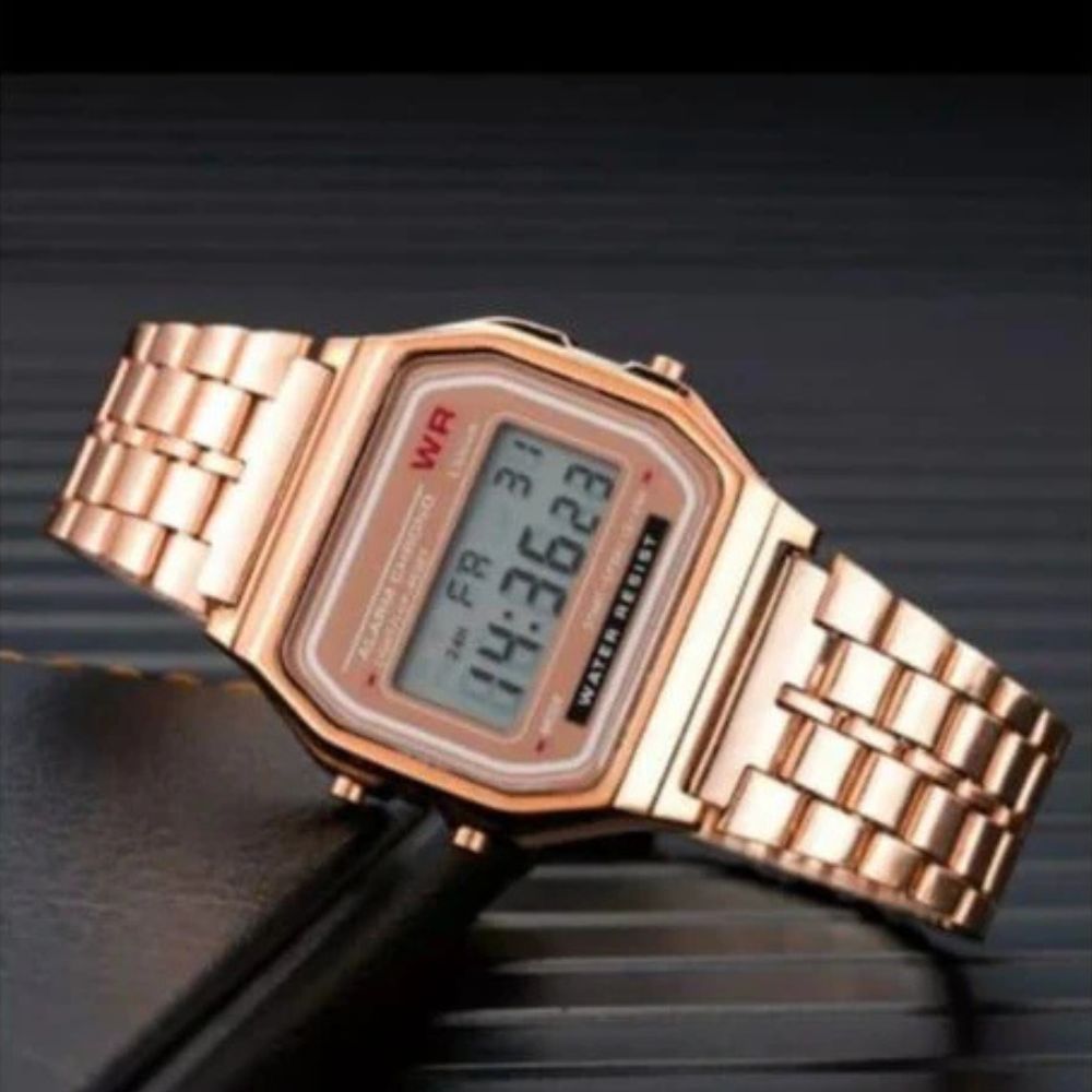 Relógio Retrô Vintage Digital Masculino – Metal Prata | Estilo Anos 80
