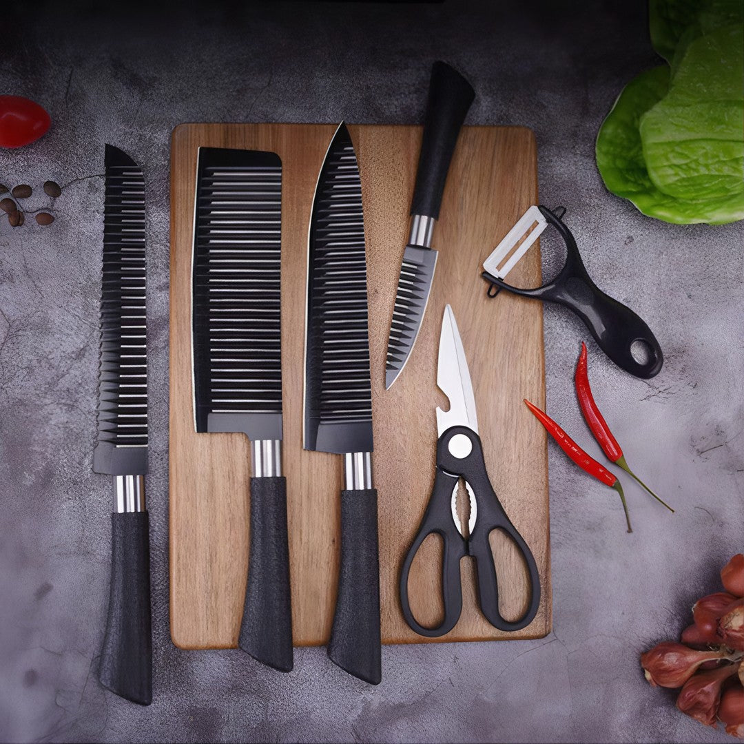KIT 6 Peças para Churrasco Premium em Aço Inoxidável - Kuro Lâminas