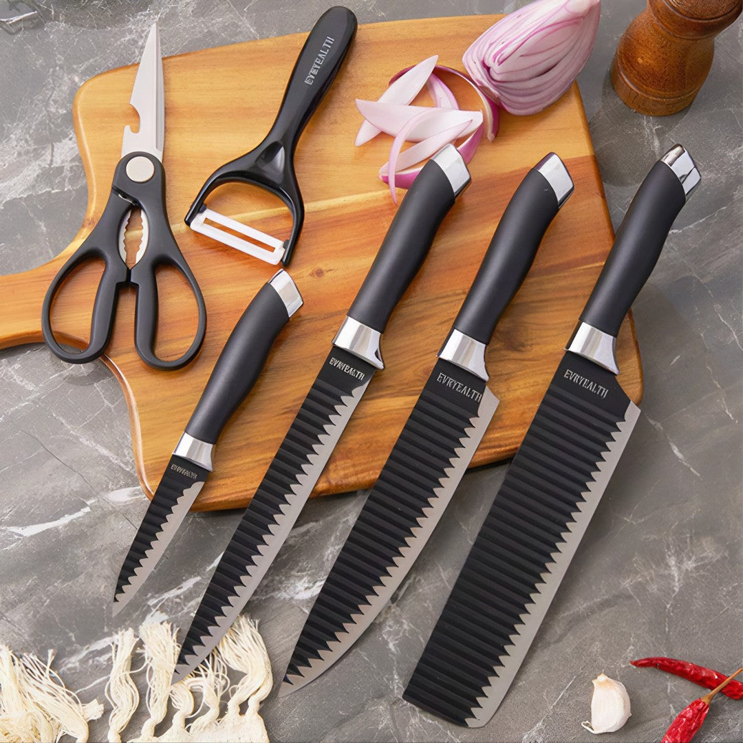 KIT 6 Peças para Churrasco Premium em Aço Inoxidável - Kuro Lâminas