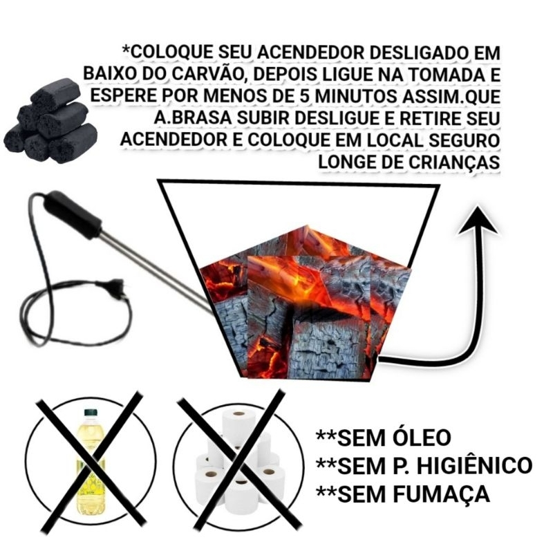 Acendedor Elétrico Para Churrasqueira Muito Rápido e Potente 110/220v