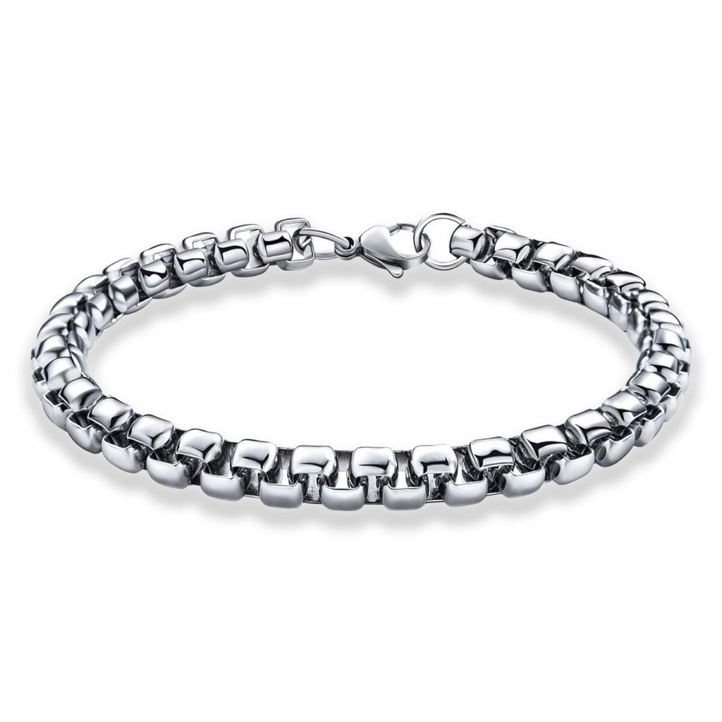 Pulseira Masculina de Corrente Veneziana Aço Inox Legítimo Cirúrgico Prata Original