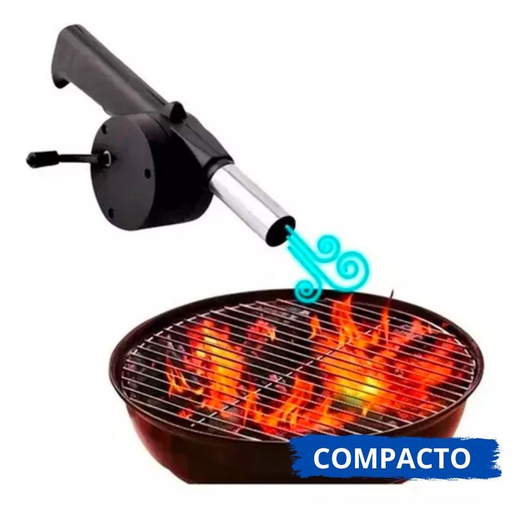 Soprador Acendedor Manual Fogo Churrasqueira para Churrasco Lareira Carvão Brasa Inox