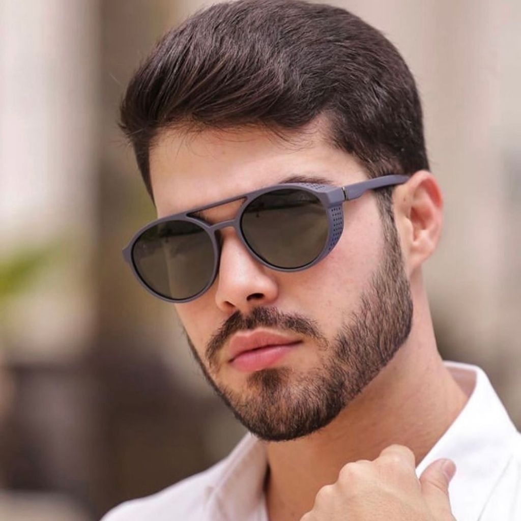 Óculos de Sol Redondo Steampunk Vintage Masculino Proteção UV400